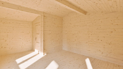 Дачный дом 21 двойной брус Комфорт брус 44 мм