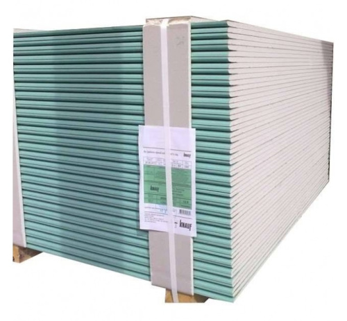 Гипсокартон влагостойкий Knauf, 2500х1200х12,5 мм