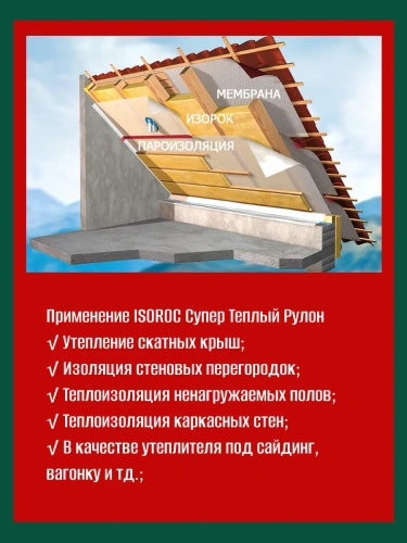 Минераловатный утеплитель Isoroc супер теплый 4100х1220х50мм (10м2)