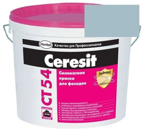 Краска силикатная фасадная Церезит CT 54 15 л Atlantic 4