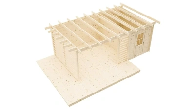 Беседка 18 с хозблоком Комфорт брус 44 мм