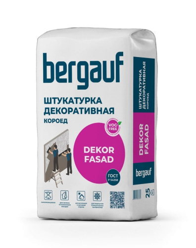 Смесь сухая штукатурная декоративная BERGAUF Dekor Fasad короед зима 25 кг
