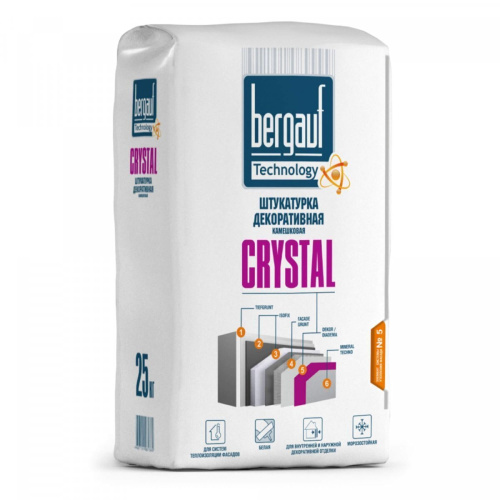 Смесь сухая штукатурная декоративная BERGAUF Crystal камешковая зерно 1-1,5 25 кг